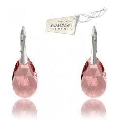 Náušnice  Swarovski elements  hruška 16 mm  ružové LIGHT ROSE For You Nau-hruska-104