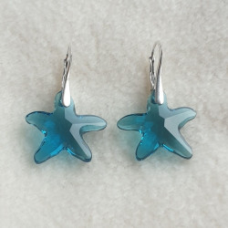 Náušnice Swarovski elements Starfish modré Indicolite 20mm For You nau-starfish-005