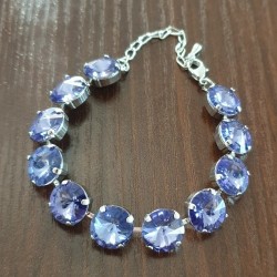 Rhodiovaný náramok Swarovski elements 12mm rivoli fialový TANZANITE For You Nar-riv-12-001