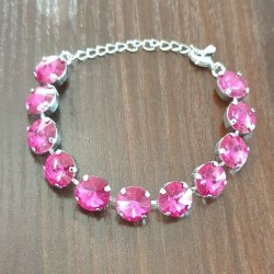 Rhodiovaný náramok Swarovski elements 12mm rivoli ružový FUCHSIA For You Nar-riv-12-001