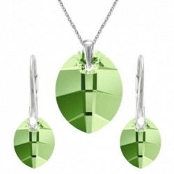 Set  Swarovski elements listy zelený PERIDOT 23mm For You Set-list-014