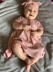 Dojčenské bavlnené šatôčky s čelenkou New Baby Practical ružová #2