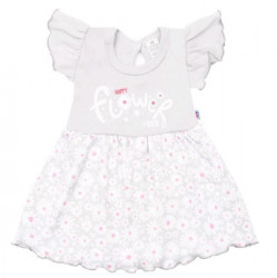 Dojčenské letné bavlnené šatôčky s čelenkou New Baby Happy Flower sivé sivá #1