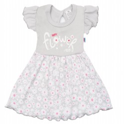 Dojčenské letné bavlnené šatôčky s čelenkou New Baby Happy Flower sivé sivá #1