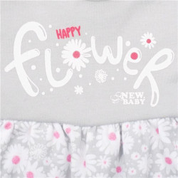 Dojčenské letné bavlnené šatôčky s čelenkou New Baby Happy Flower sivé sivá #4