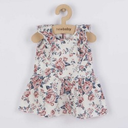 Dojčenské letné bavlnené šatôčky New Baby Roses smotanovo-ružové smotanová