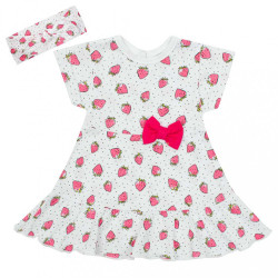 Dojčenské bavlnené šatôčky s čelenkou New Baby Strawbery ružová