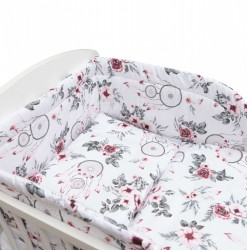 3-dielne posteľné obliečky New Baby 100/135 cm biele kvety a pierka #1
