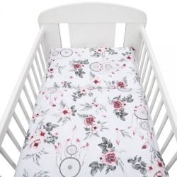 3-dielne posteľné obliečky New Baby 100/135 cm biele kvety a pierka #3