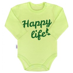 Body s potlačou New Baby Happy life zelené
