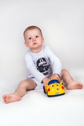 Body s potlačou New Baby Moto baby sivé #1