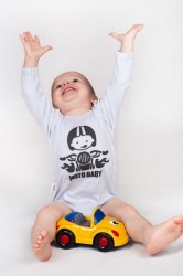 Body s potlačou New Baby Moto baby sivé #3