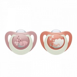 Cumlík NUK First Choice Night 0-6m 2 ks Bunny/Sheep ružová