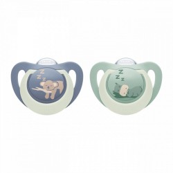 Cumlík NUK First Choice Night 0-6m 2 ks Hippo/Koala zelená