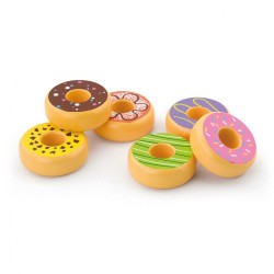 Detská drevená hračka Viga sada 6 drevených donutov multicolor #1