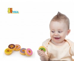 Detská drevená hračka Viga sada 6 drevených donutov multicolor #5