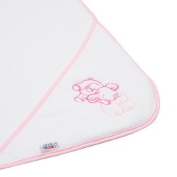 Detská froté osuška s výšivkou a kapuckou New Baby 80x80 biela sloník #1