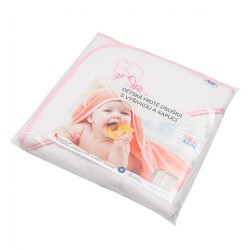 Detská froté osuška s výšivkou a kapuckou New Baby 80x80 biela sloník #3
