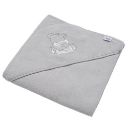 Detská froté osuška s výšivkou a kapuckou New Baby 80x80 sivá myška