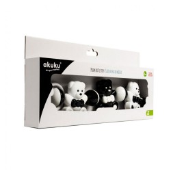 Detská hrkálka do kočíka Akuku medvedíky čiernobiele #1