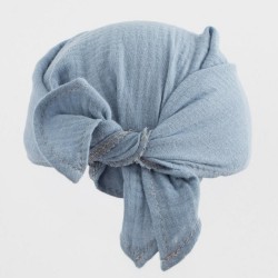 Detská letná mušelínová šatka so šiltom New Baby blue modrá #1