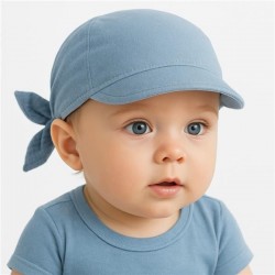 Detská letná mušelínová šatka so šiltom New Baby blue modrá #3