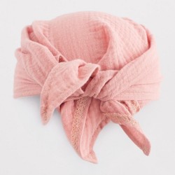 Detská letná mušelínová šatka so šiltom New Baby pink ružová #1