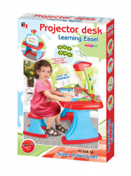Detská obojstranná tabuľa s projektorom a stoličkou Baby Mix + príslušenstvo 93 ks modrá #1