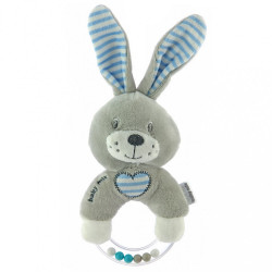 Detská plyšová hrkálka Baby Mix králik modrý