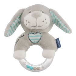 Detská plyšová hrkálka Baby Mix psík mätový zelená