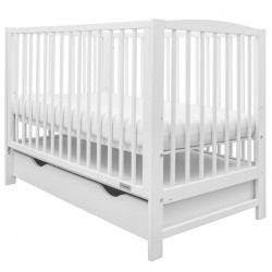 Detská postieľka New Baby LILLY so sťahovacou bočnicou a šuplíkom biela #1