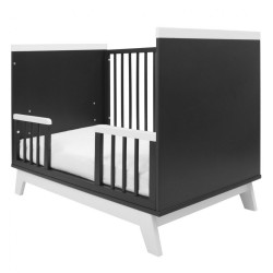 Detská postieľka so zábranou New Baby MARCUS 120x60 cm grafit/biela sivá #1