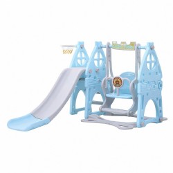 Detská šmýkačka s hojdačkou 3v1 baby blue multicolor