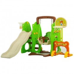 Detská šmýkačka s hojdačkou 3v1 Baby Mix zelená multicolor