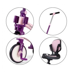 Detská trojkolka 5v1 Milly Mally Optimus Max s vodiacou tyčou pink ružová #9