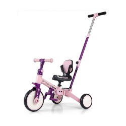 Detská trojkolka 5v1 Milly Mally Optimus Max s vodiacou tyčou pink ružová