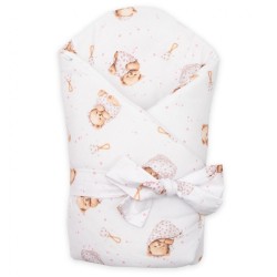 Detská zavinovačka New Baby Sweet teddy bear 80x80 cm pink ružová