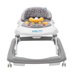 Detské chodítko Baby Mix s volantom a siikónovými kolieskami dark graphite sivá #1