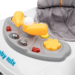 Detské chodítko Baby Mix s volantom a silikónovými kolieskami sivé #4