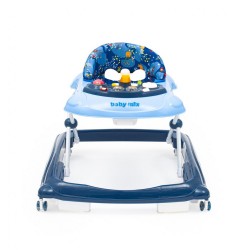 Detské chodítko Baby Mix s volantom a silikónovými kolieskami tmavo modrá #1