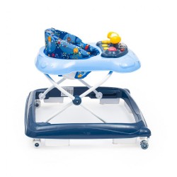 Detské chodítko Baby Mix s volantom a silikónovými kolieskami tmavo modrá #2