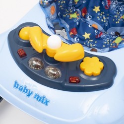 Detské chodítko Baby Mix s volantom a silikónovými kolieskami tmavo modrá #4