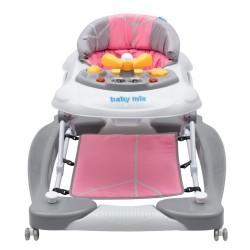 Detské chodítko s hojdačkou a siikónovými kolieskami Baby Mix pink ružová #1