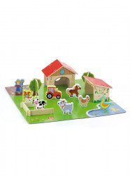 Detské drevené 3D puzzle Viga Farma multicolor