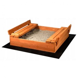 Detské drevené pieskovisko s poklopom a lavičkami Baby Mix 100x100 cm prírodná #1