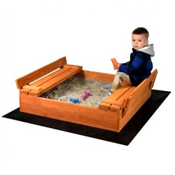 Detské drevené pieskovisko s poklopom a lavičkami Baby Mix 100x100 cm prírodná #3