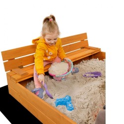 Detské drevené pieskovisko s poklopom a lavičkami Baby Mix 120x120 cm prírodná #4