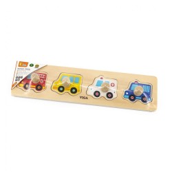 Detské drevené puzzle s úchytmi Viga Auta multicolor #1