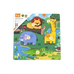 Detské drevené puzzle s úchytmi Viga Divoké zvieratá 4 ks multicolor #1