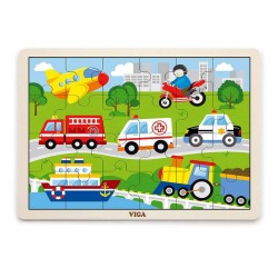 Detské drevené puzzle Viga Vozidla multicolor